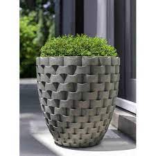 Check spelling or type a new query. Kinsey Garden Decor Weave Contemporary Tall Round Planter Cast Stone Unique Large Woven Look Plant Pot For Round Planters Diy Flower Pots Cement Flower Pots