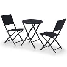 A folding table and chair set is the perfect solution for times when you need additional table settings, whether it be thanksgiving with the family or poker night with the neighbors. Festnight Set Of 3pcs Outdoor Bistro Set Poly Rattan Garden Folding Table Chairs Set Balcony Table Chair Set Outdoor Garden Patio Furniture 2x Folding Chairs And 1x Round Table Black Buy Online