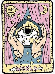 Tarot World Sticker By Holykrak Hippie Painting Hippie Art Tarot Cards Art
