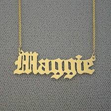 Looking for pure gold name necklace, you can find it personalized in 14 karat yellow, white and rose gold. Amazon Com Solid 14k Gold Name Necklace Personalized Laser Cut Old English Nameplate Charm Necklace Handmade Products