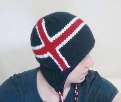 Iceland Flag Hat Hand Knitted With Ear Flap S Icelandic Etsy Hand Knitting Flag Hat Iceland Flag