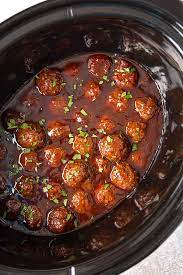 These super easy tasty cranberry meatballs come together with just six ingredients and less than five minutes prep time. Slow Cooker Bourbon Meatballs The Blond Cook
