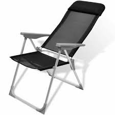 Vidaxl 2 Folding Camping Chairs Aluminum Reclining Position Camp Outdoor Black Ebay Camping Chairs Chair Folding Camping Chairs