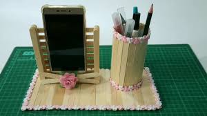 Ide Kreatif Dari Stik Es Krim Cara Membuat Pen Holder Dan Mobile Stand Dari Stik Es Krim Youtube