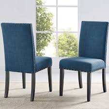 Roundhill Furniture Biony Fabric Nail Head Dining Chair Set Of 2 Gray Walmart Com Fabric Dining Chairs Dining Chairs Upholstered Side Chair