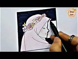 رسم سهل فتاه محجبه كيوت مع تاج ورد تعليم الرسم للاطفال خطوه بخطوه youtube easy drawings cute easy drawings girl drawing