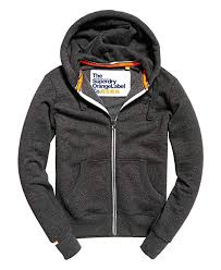 superdry mens orange label zip hoodie low light black grit