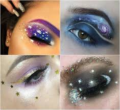 Augen Make Up Galaktisch Planeten Sterne Mond Fasching Party Galaxy Makeup Make Up Augen Schminkzeug Make Up