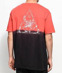 Black And Red T Shirt Huf Dip Dyed Black Red T Shirt Zumiez Red Tshirt Shirts Black And Red