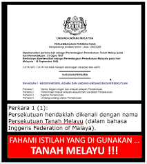 Perlembagaan persekutuan kini mengandungi 183 perkara yang tergolong dalam 15 bahagian. Ada Bangsa Malaysia Karim S Blog