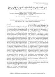 Pdf Relationship Between Workplace Incivility Job Attitudes And Muslim Religiosity Personality Among Trade Union Members