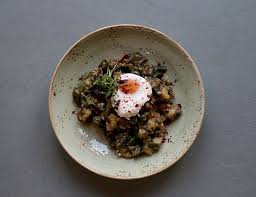 Okra And Sweet Potato Hash With Paprika And Poached Egg At The Plough Sweet Potato Hash Brunch Poached Eggs