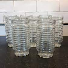 Anchor Hocking Dining 8 Vintage Anchor Hocking Clear Ribbed Tall Glasses Poshmark