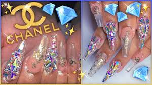 Mix a classic brand with modern neon and you have yourself a match. Chanel Logo Clear Glass Acrylic Bling Coffin Full Set Youtube