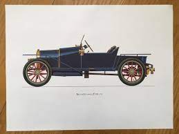 Bugatti 1910 Classic Car Print Original Vintage Lithograph Etsy Classic Cars Bugatti Old Classic Cars