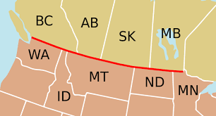Cross border map ns scarborough toronto hamilton niagara falls buffalo windsor detroit port huron sarnia london. File 49th Parallel Us Canada Border Svg Wikimedia Commons