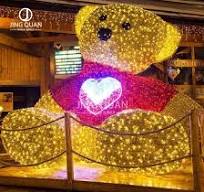 [Hot Item] Christmas Bear Ornamental Lighting Outdoor Giant Motif Street Lights Animal Figure Sculptures Large 3D Shopping Mall Decorations