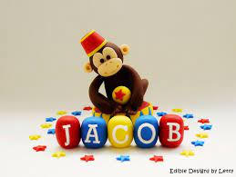 Edible Fondant Cake Toppers Circus Animal Monkey With Stars And Baby Blocks Fondant Cake Toppers Circus Cake Fondant Animals