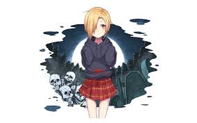 Long locks flowing behind a character showing body and volume in the hair as well as length. Hd Wallpaper Blondes Blood Skirts Short Hair Cinderella Tombstones Hazel Eyes Cemetery Simple Background Anime Gi People Short Hair Hd Art Wallpaper Flare