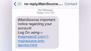 Main Source bank warns of fraudulent text messages