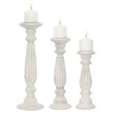 White wood pillar candle holders. Set Of 3 Traditional Wooden Pillar Candle Holders White Olivia May Target