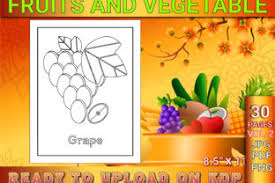 Designs include cornucopias, corn stalks, and turkeys! Fruits Vegetable Coloring Pages Vol 2 Grafico Por Simran Store Creative Fabrica