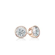 Review our product to get a chance to receive coupon! Certified 14k Rose Gold Bezel Round Diamond Stud Earrings 0 25 Ct Tw J K I2 Diamondstuds Com