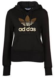 Black And Gold Adidas Zip Up Hoodie Adidas Originals Trefoil Hood Hoodie Black Gold Zalando Co Uk Adidas Pullover Adidas Outfit Addidas Outfit