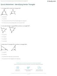 Quiz Worksheet Identifying Similar Triangles Study Com