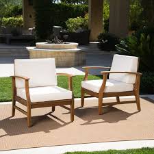 Mistana Drage Outdoor Wood Patio Chair With Cushions Reviews Wayfair Teak Patio Furniture Wood Patio Chairs Patio Chairs