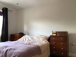 Very Neutral Space For Now Dulux Just Walnut On Walls And White Ceiling Aiming For Three Posters On The Wa Dulux Bedroom Colours Home Bedroom Bedroom Colors