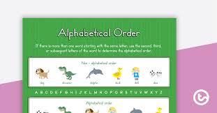This program will take the names from the user one by one and sort the names alphabetically. Alphabetical Order Poster Teaching Resource Teach Starter