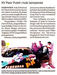 Kvpasirputeh, kv pasirputeh, kv pasir puteh, kolej vokasional pasir puteh. Kolej Vokasional Pasir Puteh Kelantan