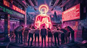 people bowed and prayed To the neon god ...