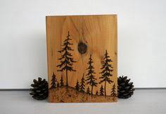 Pine Trees Art Block Woodburning By Twigsandblossoms On Etsy Wood Burning Art Wood Burning Patterns Pine Tree Art
