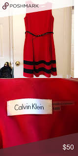 Calvin Klein Red And Black Dress Barn Dress Great Red Dress Barely Worn And In Great Condition From A Non Smoke House Calvin Klein Dr My Posh Closet Calvi