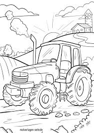 Komt een man bij een boerderij, belt aan en er doet een klein jochie open. Kleurplaat Tractor Gratis Kleurplaten