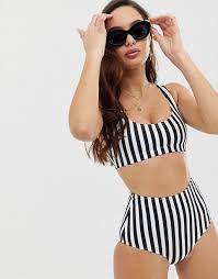 Black And White Striped Bathing Suit Target Swimwear Big Floral Print Azzbikinis Swimsuits High Waisted Trendy Swimsuits Beachwear For Women