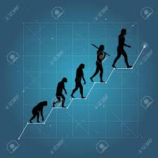 business growth chart with human evolution