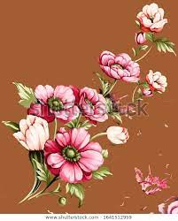 Digital Textile Design Flower Leaves Stock Illustration 1641512959 Digital Flowers Flower Painting Flower Art