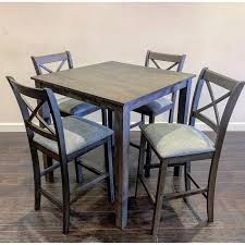 A pub table and three chairs. Happy Homes Dinettes Tahoe 5 Pc Pub Table Set Grey 5 Piece From Lau S Furniture And Decor