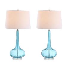 Jonathan Y Bette 28 5 In Aqua Glass Teardrop Table Lamp Set Of 2 Jyl1079b Set2 The Home Depot In 2020 Lamp Sets Table Lamp Sets Table Lamp