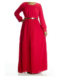 Red French Pleats Maxi Dress