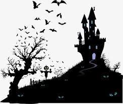 Haunted House Halloween Bat Tree Vector Black Vector Silhouette Vector Haunted Vector House Vector Vect Halloween Silhouettes Halloween Vector Holiday Painting