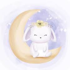 Adorable Little Rabbit Sit On Moon Adorable Animal Baby Png And Vector With Transparent Background For Free Download Rabbit Illustration Watercolor Moon Animal Crafts For Kids