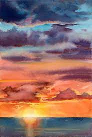 Watercolor painting ideas for beginners wet in wet technique art. Sharon Lynn Williams Art Blog Sunset I Watercolour Painting By Sharon Lynn Williams Watercolor Paintings Easy Art Painting Watercolor Landscape