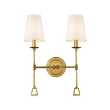 In the bedroom, wall sconces will look great above bedside tables or flanking a dresser or mirror. Modern Two 2 Light Wall Sconce With Shade In Antique Gold On Sale Overstock 29820743
