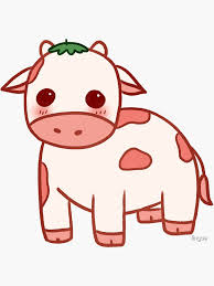 Strawberry Cow Sticker By Linyue Cute Cartoon Drawings Cute Kawaii Drawings Iphone Wallpaper Kawaii