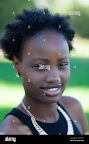 Young Black Teen Girl Outdoor Portrait Smiling Stock Photo