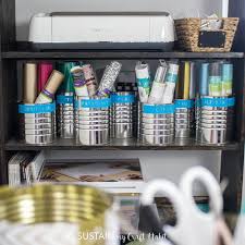 My dream cricut glowforge craft room tour youtube : Upcycled Tin Can Craft Storage With Cricut Sustain My Craft Habit